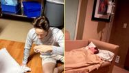 Mum captures the hilarious moment her husband fainted during their baby’s birth