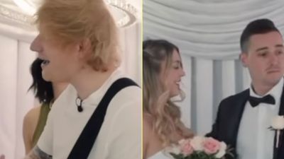 Bride and groom react in the cutest way as Ed Sheeran crashes their wedding