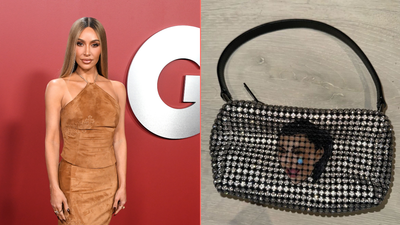 Kim Kardashian jokes about stealing bag with her crying face on it