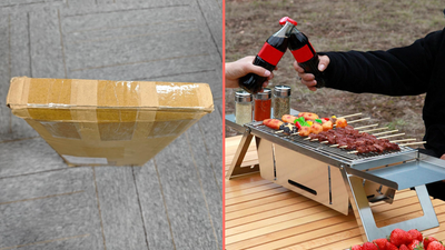 Portable BBQ that folds completely flat is the ultimate festival and camping hack